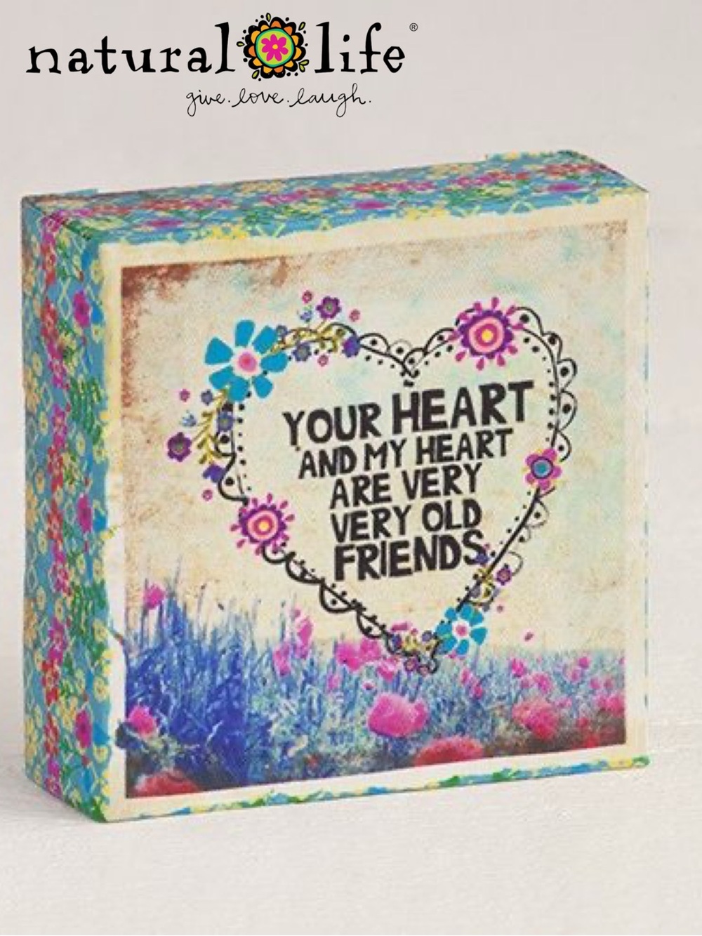 Natural Life Canvas Heart Art - Old Friends